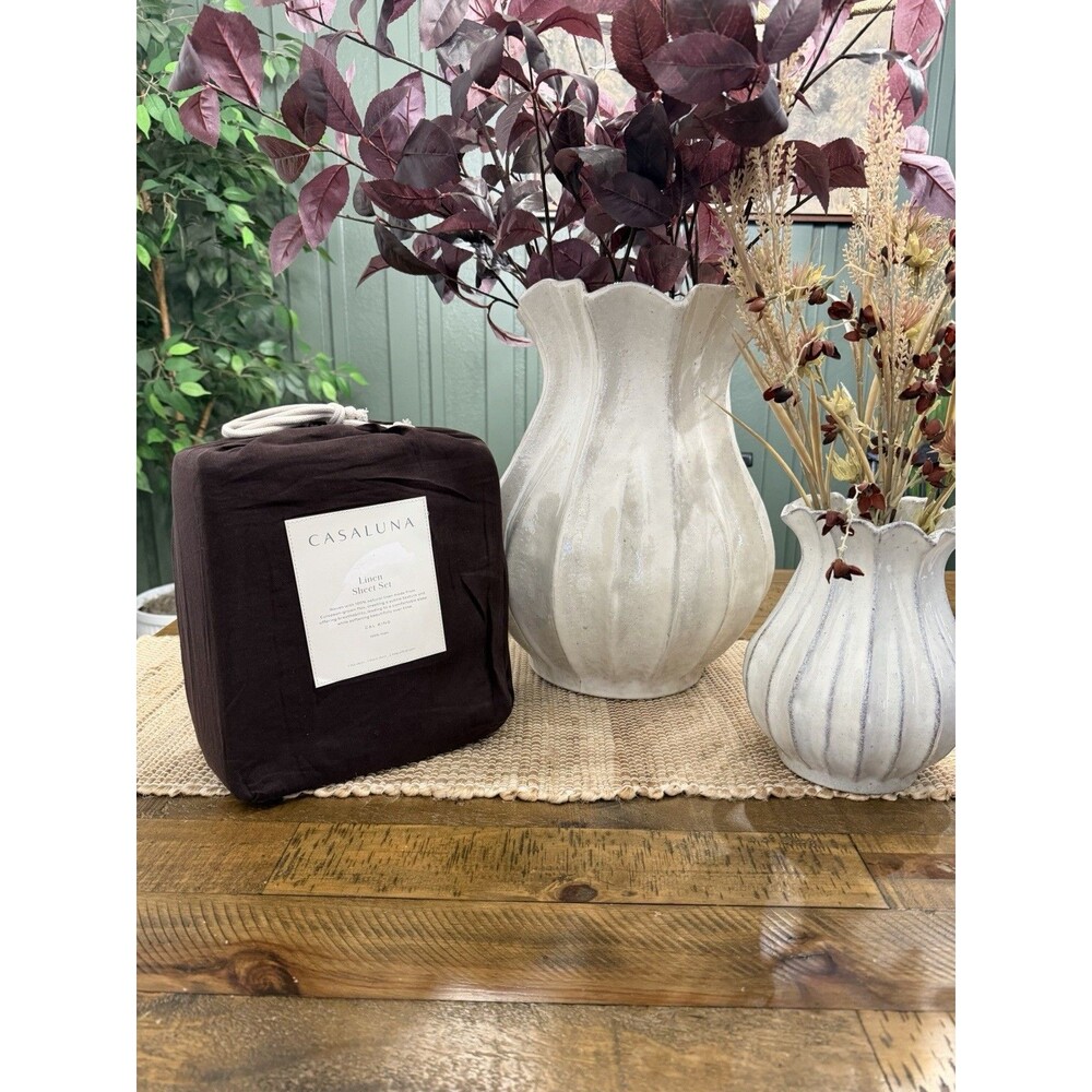 California King 100% Linen Sheet Set Dark Fig - Casaluna